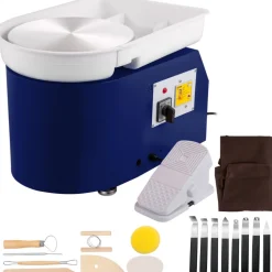 VEVOR Pottery Wheel 28cm Pottery Forming Machine with Detachable Basin Foot Pedal Control 350W Art Craft DIY Clay Tool for Art Craft Work and Home DIY Blue, 18 Piece