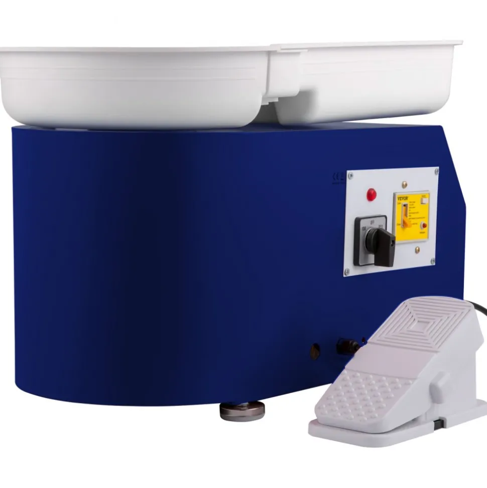 VEVOR Pottery Wheel 28cm Pottery Forming Machine with Detachable Basin Foot Pedal Control 350W Art Craft DIY Clay Tool for Art Craft Work and Home DIY Blue, 18 Piece