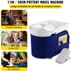 VEVOR Pottery Wheel 28cm Pottery Forming Machine with Detachable Basin Foot Pedal Control 350W Art Craft DIY Clay Tool for Art Craft Work and Home DIY Blue, 18 Piece