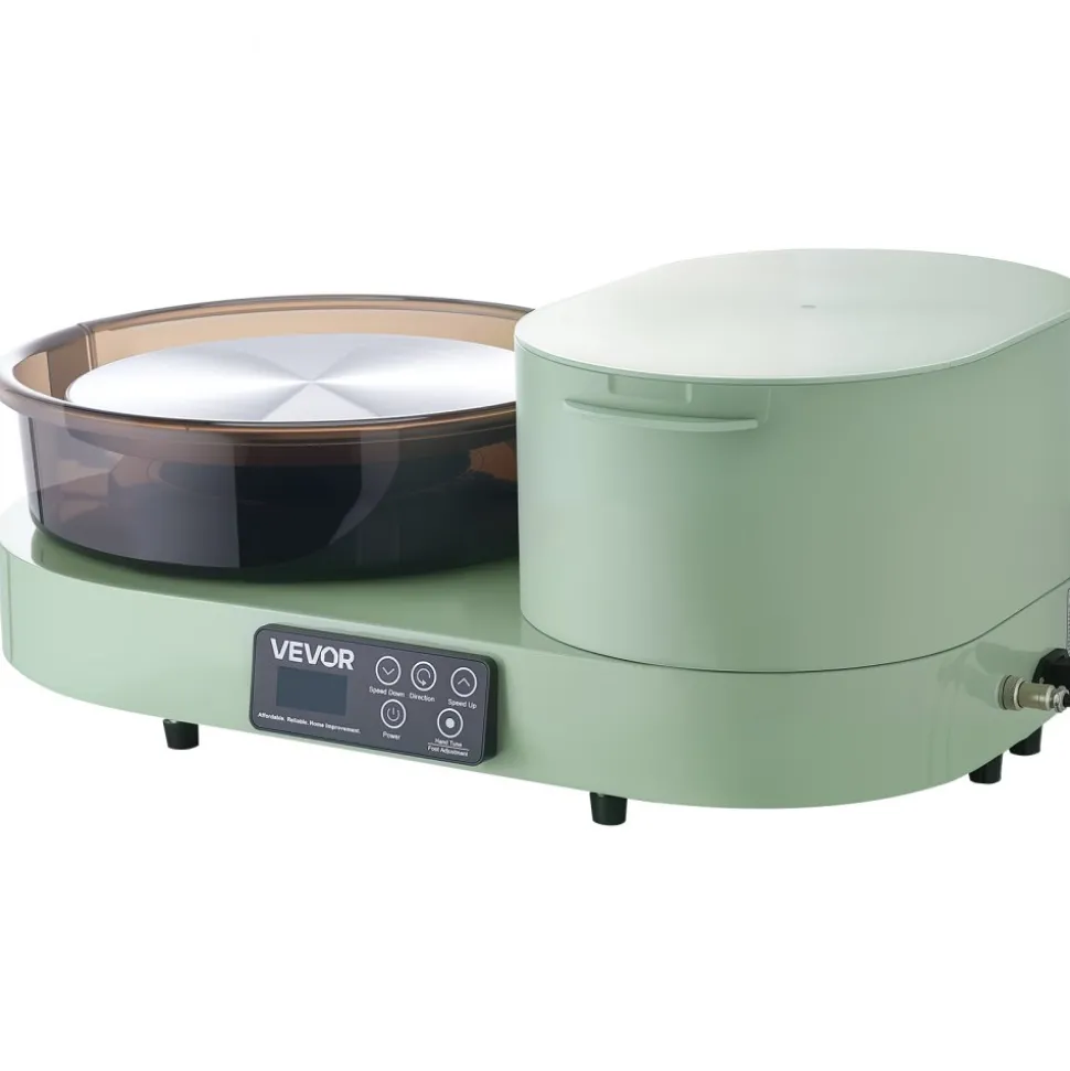 VEVOR Pottery Wheel for Adults, 11" Aluminum Turntable, 450W Electric Table Top Pottery Wheel with Foot Pedal, 30-300 RPM Adjustable Speed, Aluminum Body, for Beginners, DIY Clay Art Craft, Green