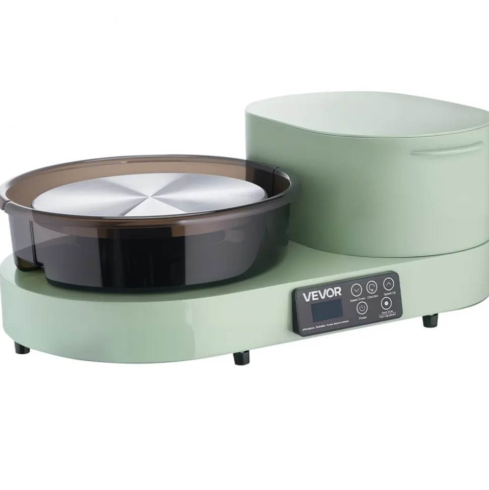 VEVOR Pottery Wheel for Adults, 11" Aluminum Turntable, 450W Electric Table Top Pottery Wheel with Foot Pedal, 30-300 RPM Adjustable Speed, Aluminum Body, for Beginners, DIY Clay Art Craft, Green