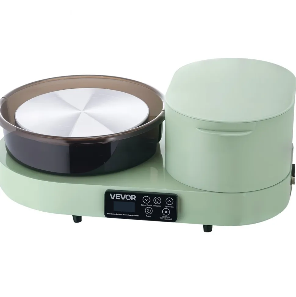 VEVOR Pottery Wheel for Adults, 11" Aluminum Turntable, 450W Electric Table Top Pottery Wheel with Foot Pedal, 30-300 RPM Adjustable Speed, Aluminum Body, for Beginners, DIY Clay Art Craft, Green