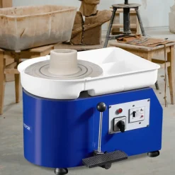 VEVOR Pottery Wheel for Adults and Beginners, 350W, 11in Clay Wheel Forming Machine, Adjustable 0-300RPM Speed Handle and Pedal Control, ABS Detachable Basin, Accessory Kit for Craft DIY, Blue Updated