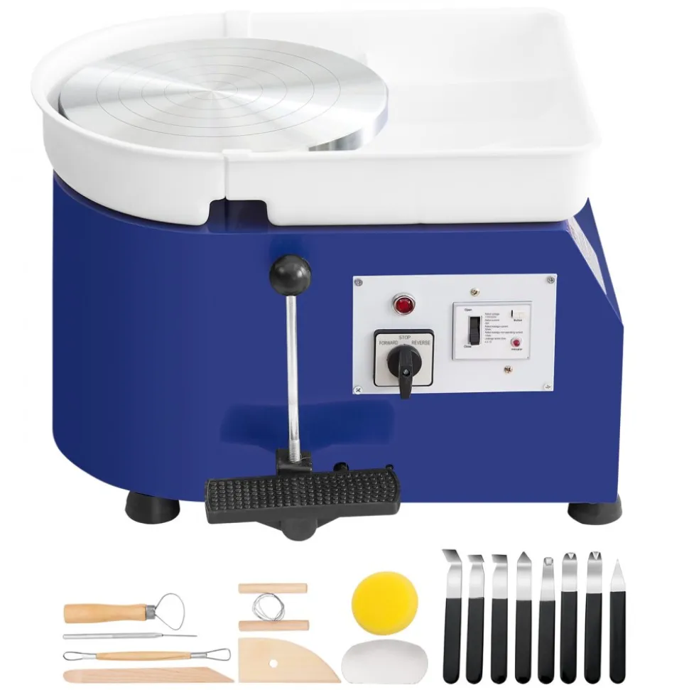 VEVOR Pottery Wheel for Adults and Beginners, 350W, 11in Clay Wheel Forming Machine, Adjustable 0-300RPM Speed Handle and Pedal Control, ABS Detachable Basin, Accessory Kit for Craft DIY, Blue Updated