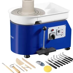 VEVOR Pottery Wheel for Adults and Beginners, 350W, 11in Clay Wheel Forming Machine, Adjustable 0-300RPM Speed Handle and Pedal Control, ABS Detachable Basin, Accessory Kit for Craft DIY, Blue Updated