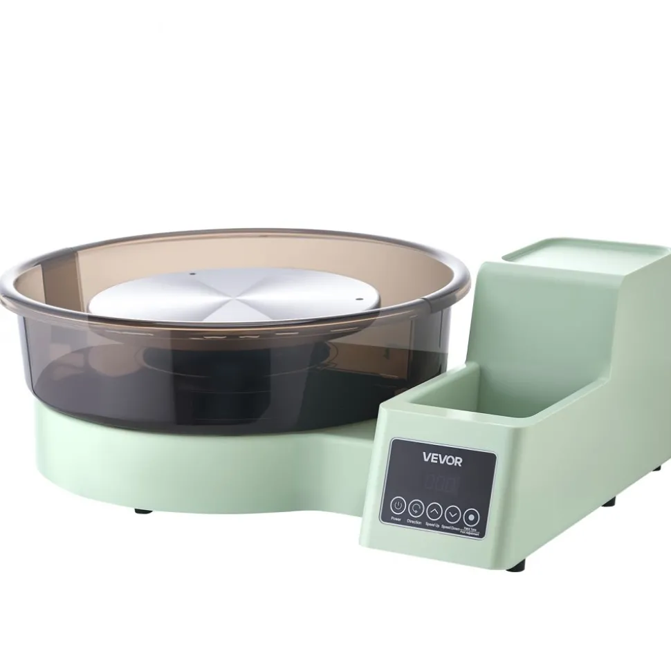 VEVOR Pottery Wheel for Adults, 14" and 11" Turntables, 450W Electric Table Top Pottery Wheel with Foot Pedal, 30-300 RPM Adjustable Speed, Detachable Basin, for Beginners, DIY Clay Art Craft, Green