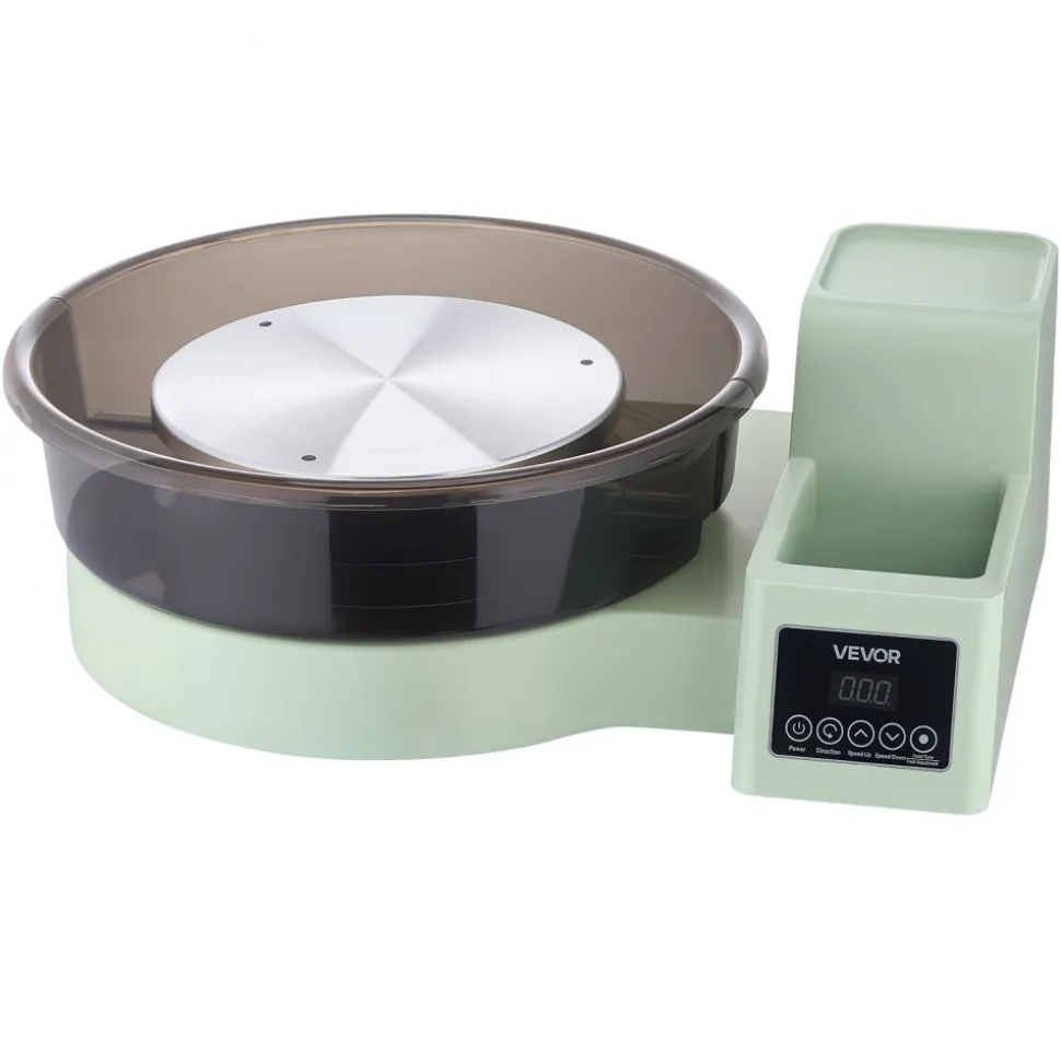 VEVOR Pottery Wheel for Adults, 14" and 11" Turntables, 450W Electric Table Top Pottery Wheel with Foot Pedal, 30-300 RPM Adjustable Speed, Detachable Basin, for Beginners, DIY Clay Art Craft, Green