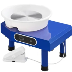 VEVOR Pottery Wheel, 10 in Ceramic Wheel Forming Machine, 60-300 RPM Adjustable Speed with Foot Pedal, ABS Detachable Basin, Manual LCD Panel, Sculpting Tool and Apron, for Home Pottery Craft DIY