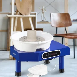 VEVOR Pottery Wheel, 10 in Ceramic Wheel Forming Machine, 60-300 RPM Adjustable Speed with Foot Pedal, ABS Detachable Basin, Manual LCD Panel, Sculpting Tool and Apron, for Home Pottery Craft DIY