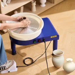 VEVOR Pottery Wheel, 14 in Ceramic Wheel Forming Machine, 60-300 RPM Speed Adjustable Foot Pedal, Adjustable Lift Leg, Detachable Basin, Complete Tool Accessory Kit for Work Art Craft DIY, Blue