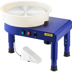 VEVOR Pottery Wheel, 14 in Ceramic Wheel Forming Machine, 60-300 RPM Speed Adjustable Foot Pedal, Adjustable Lift Leg, Detachable Basin, Complete Tool Accessory Kit for Work Art Craft DIY, Blue