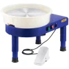 VEVOR Pottery Wheel, 14 in Ceramic Wheel Forming Machine, 60-300 RPM Adjustable Speed with Foot Pedal Control, Detachable Basin, Adjustable Lift Leg, Complete Accessories for Home Pottery, DIY, Blue