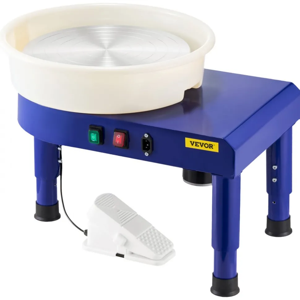 VEVOR Pottery Wheel, 14 in Ceramic Wheel Forming Machine, 60-300 RPM Adjustable Speed with Foot Pedal Control, Detachable Basin, Adjustable Lift Leg, Complete Accessories for Home Pottery, DIY, Blue