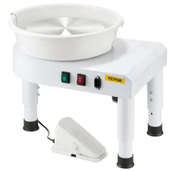 VEVOR Pottery Wheel, 11 in Ceramic Wheel Forming Machine, 60-300 RPM Adjustable Speed with Foot Pedal Control, Detachable Basin, Adjustable Lift Leg, Complete Accessories for Home Pottery, DIY, White