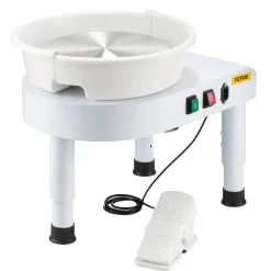 VEVOR Pottery Wheel, 11 in Ceramic Wheel Forming Machine, 60-300 RPM Adjustable Speed with Foot Pedal Control, Detachable Basin, Adjustable Lift Leg, Complete Accessories for Home Pottery, DIY, White