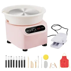 VEVOR Pottery Wheel, 10 inch Pottery Forming Machine, 350W Electric Wheel for Pottery with Foot Pedal and LCD Touch Screen, Direct Drive Ceramic Wheel with Shaping Tools for DIY Art Craft, Pink