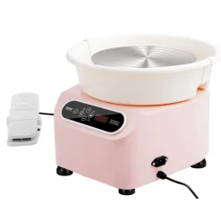 VEVOR Pottery Wheel, 10 inch Pottery Forming Machine, 350W Electric Wheel for Pottery with Foot Pedal and LCD Touch Screen, Direct Drive Ceramic Wheel with Shaping Tools for DIY Art Craft, Pink