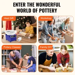VEVOR Pottery Wheel, 11 inch Pottery Forming Machine, 450W Electric Wheel for Pottery with Foot Pedal and LCD Touch Screen, Direct Drive Ceramic Wheel with Shaping Tools for DIY Art Craft, Blue