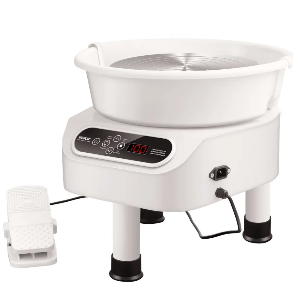 VEVOR Pottery Wheel, 11 inch Pottery Forming Machine, 450W Electric Wheel for Pottery with Foot Pedal and LCD Touch Screen, Direct Drive Ceramic Wheel with 3 Support Legs for DIY Art Craft, White