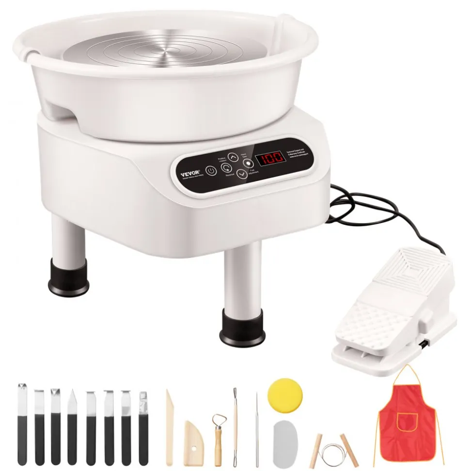 VEVOR Pottery Wheel, 11 inch Pottery Forming Machine, 450W Electric Wheel for Pottery with Foot Pedal and LCD Touch Screen, Direct Drive Ceramic Wheel with 3 Support Legs for DIY Art Craft, White