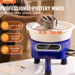 VEVOR Pottery Wheel, 10 inch Pottery Forming Machine, 350W Electric Wheel for Pottery with Foot Pedal and LCD Touch Screen, Direct Drive Ceramic Wheel with 3 Support Legs for DIY Art Craft, Blue