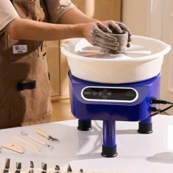 VEVOR Pottery Wheel, 10 inch Pottery Forming Machine, 350W Electric Wheel for Pottery with Foot Pedal and LCD Touch Screen, Direct Drive Ceramic Wheel with 3 Support Legs for DIY Art Craft, Blue