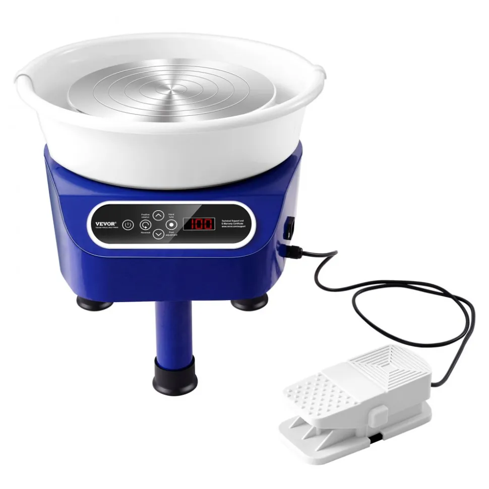 VEVOR Pottery Wheel, 10 inch Pottery Forming Machine, 350W Electric Wheel for Pottery with Foot Pedal and LCD Touch Screen, Direct Drive Ceramic Wheel with 3 Support Legs for DIY Art Craft, Blue