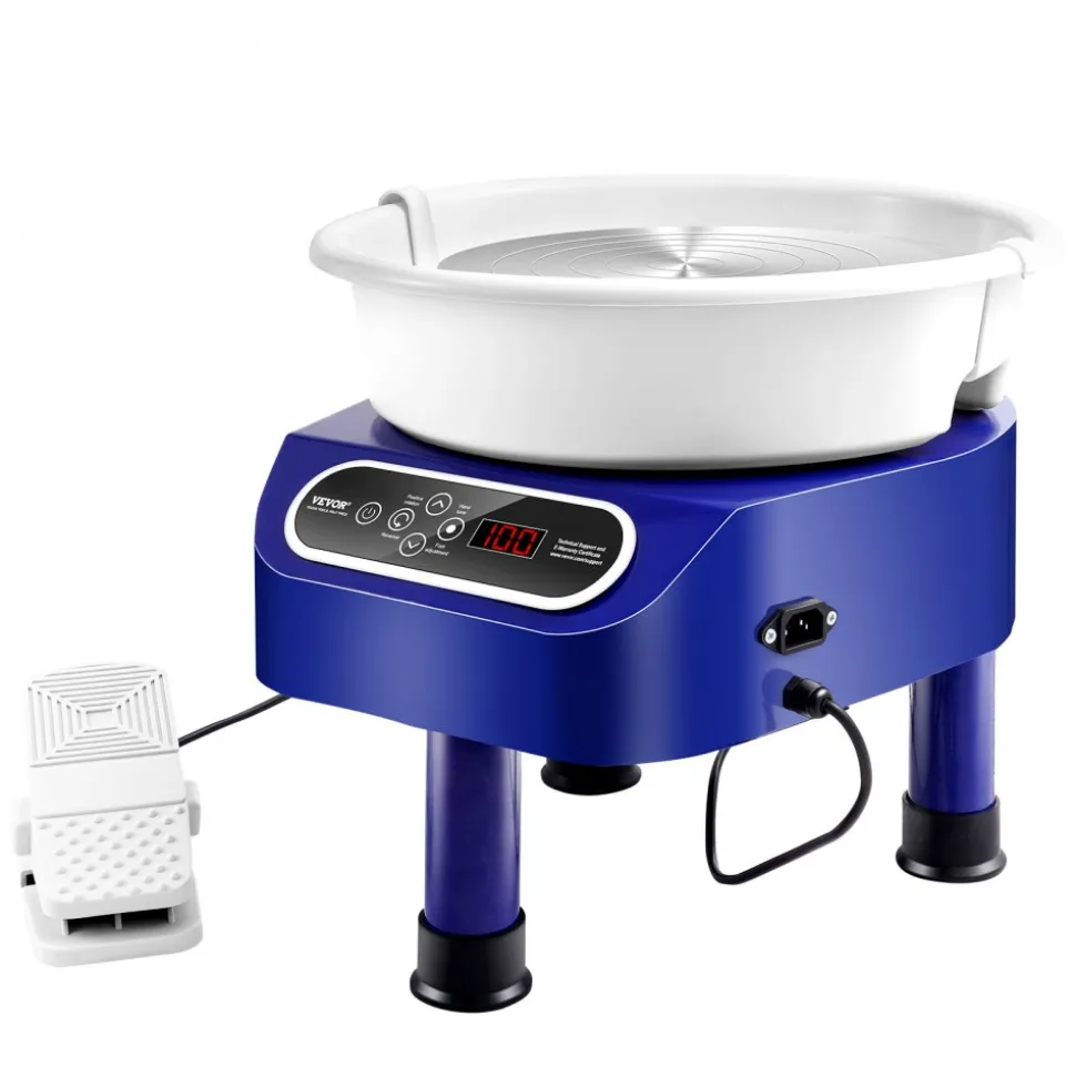 VEVOR Pottery Wheel, 10 inch Pottery Forming Machine, 350W Electric Wheel for Pottery with Foot Pedal and LCD Touch Screen, Direct Drive Ceramic Wheel with 3 Support Legs for DIY Art Craft, Blue