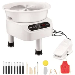 VEVOR Pottery Wheel, 10 inch Pottery Forming Machine, Direct Drive Ceramic Wheel with 3 Support Legs for DIY Art Craft, 350W Electric Wheel for Pottery with Foot Pedal and LCD Touch Screen, White