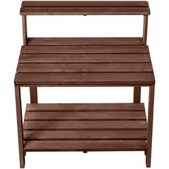 VEVOR Potting Bench Table, Outdoor Gardening Workstation with 36 x 20 in Wood Tabletop, Garden Planting Work Station with Storage Shelves, Hook for Outside Patio, Backyard, Brown