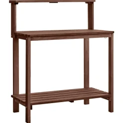 VEVOR Potting Bench Table, Outdoor Gardening Workstation with 36 x 20 in Wood Tabletop, Garden Planting Work Station with Storage Shelves, Hook for Outside Patio, Backyard, Brown