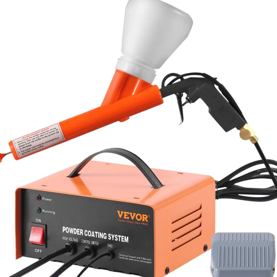VEVOR Powder Coating System, 50KV Electrostatic Output Powder Coating Kit with Foot Switch, Spray Gun, Nozzles and Powder Cups, Powder Coating Equipment for Home DIY and Commercial Production