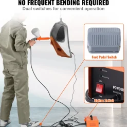 VEVOR Powder Coating System, 50KV Electrostatic Output Powder Coating Kit with Foot Switch, Spray Gun, Nozzles and Powder Cups, Powder Coating Equipment for Home DIY and Commercial Production