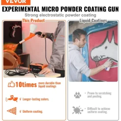VEVOR Powder Coating System, 50KV Electrostatic Output Powder Coating Kit with Foot Switch, Spray Gun, Nozzles and Powder Cups, Powder Coating Equipment for Home DIY and Commercial Production