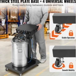 VEVOR Powder Coating System, 50 W 100KV Electrostatic Output Powder Coating Kit with 50L Powder Hopper, 450g Per Minute Powder Coating Machine with Spray Gun and Trolley Base, for Indoor and Outdoor