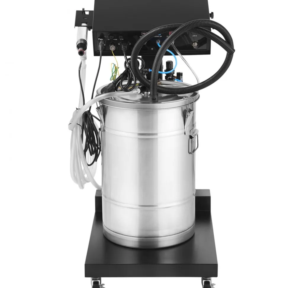 VEVOR Powder Coating System, 50 W 100KV Electrostatic Output Powder Coating Kit with 50L Powder Hopper, 450g Per Minute Powder Coating Machine with Spray Gun and Trolley Base, for Indoor and Outdoor