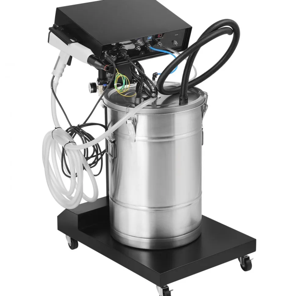 VEVOR Powder Coating System, 50 W 100KV Electrostatic Output Powder Coating Kit with 50L Powder Hopper, 450g Per Minute Powder Coating Machine with Spray Gun and Trolley Base, for Indoor and Outdoor