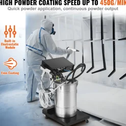 VEVOR Powder Coating System, 50 W 100KV Electrostatic Output Powder Coating Kit with 50L Powder Hopper, 450g Per Minute Powder Coating Machine with Spray Gun and Trolley Base, for Indoor and Outdoor