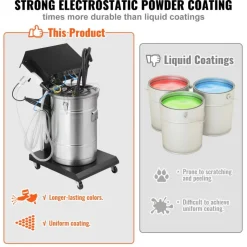 VEVOR Powder Coating System, 40 W 100KV Electrostatic Output Powder Coating Kit with 50L Powder Hopper, 450g Per Minute Powder Coating Machine with Spray Gun and Trolley Base, for Indoor and Outdoor