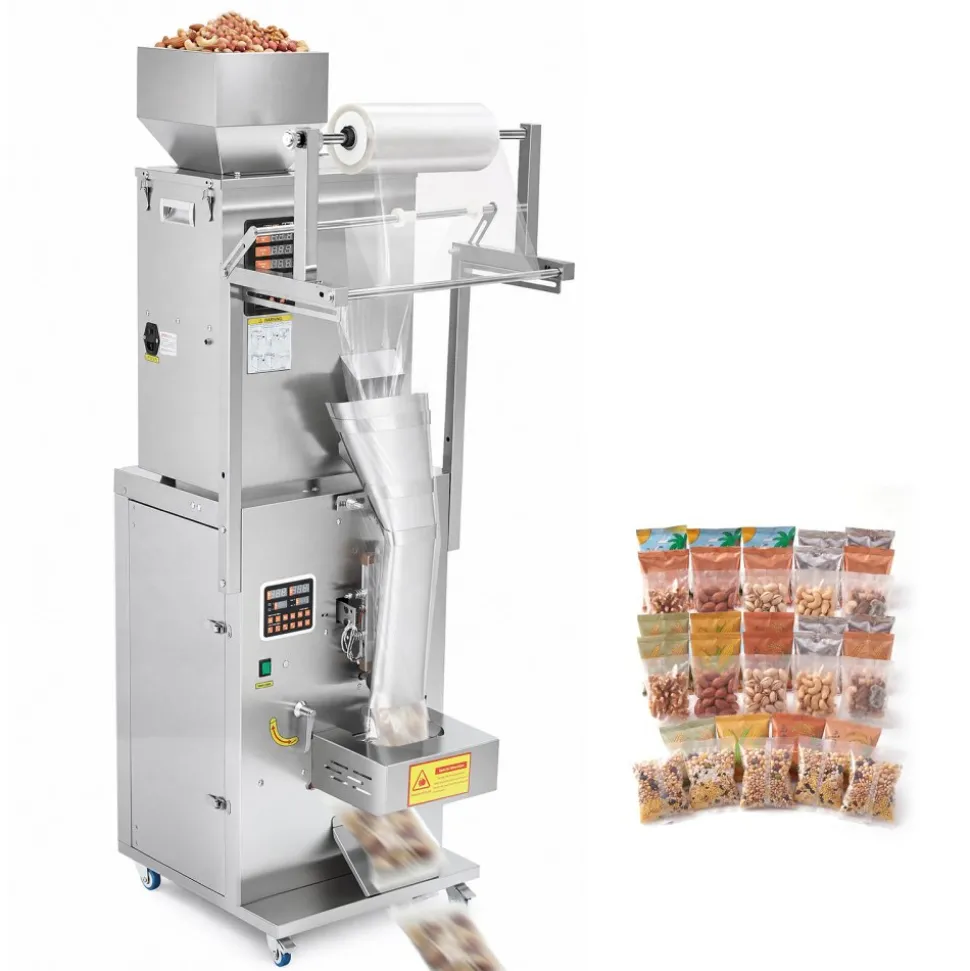 VEVOR Powder Filling and Sealing Machine, 10-500g(0.02-1.1lbs) Automatic Particle Granule Packaging Machine, Stainless Steel, Weighing Filling Sealing, for Coffee Beans, Grains, Tea, Spices, Silver