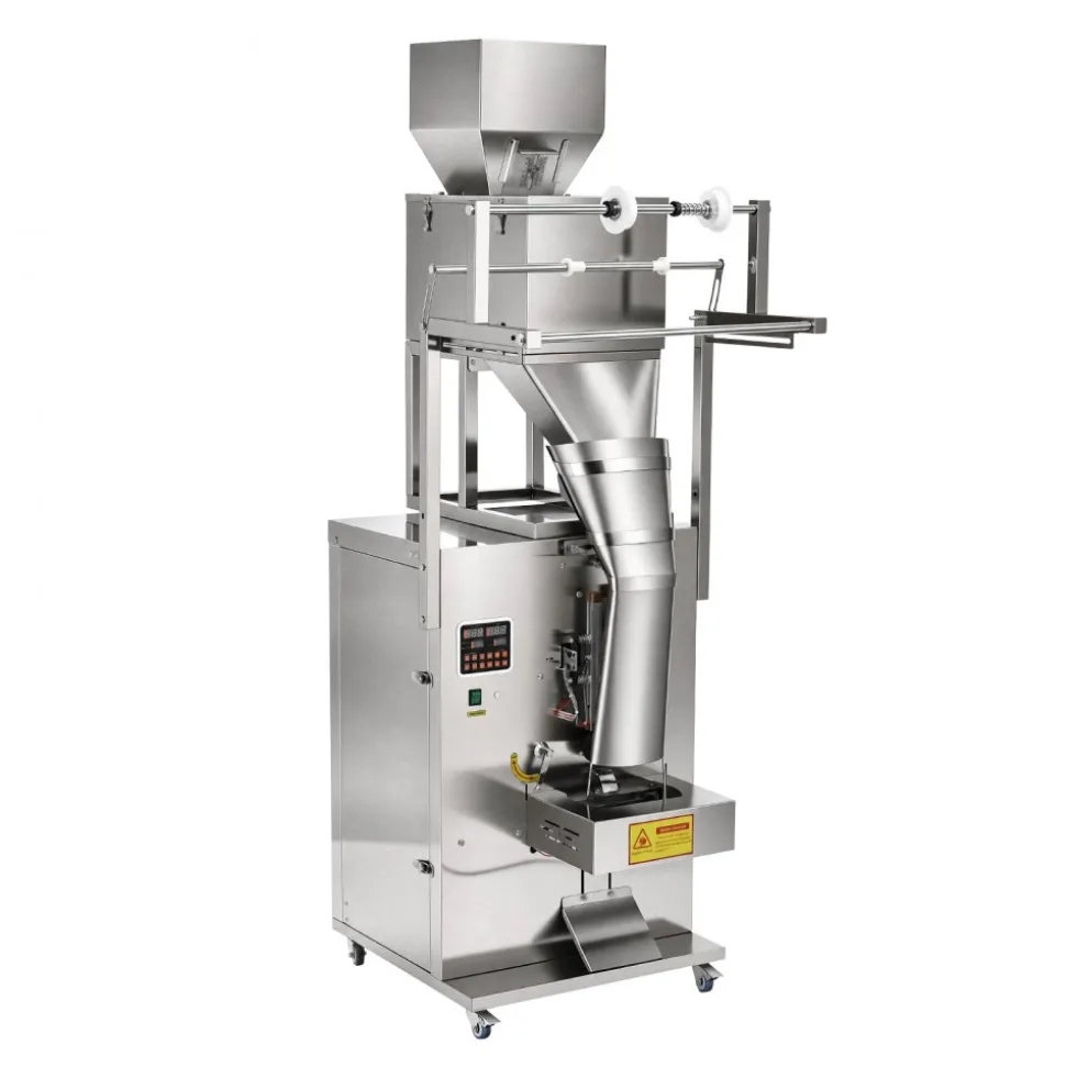 VEVOR Powder Filling and Sealing Machine, 10-999g(0.02-2.2lbs) Automatic Particle Granule Packaging Machine, Stainless Steel, Weighing Filling Sealing, for Coffee Beans, Grains, Tea, Spices, Silver