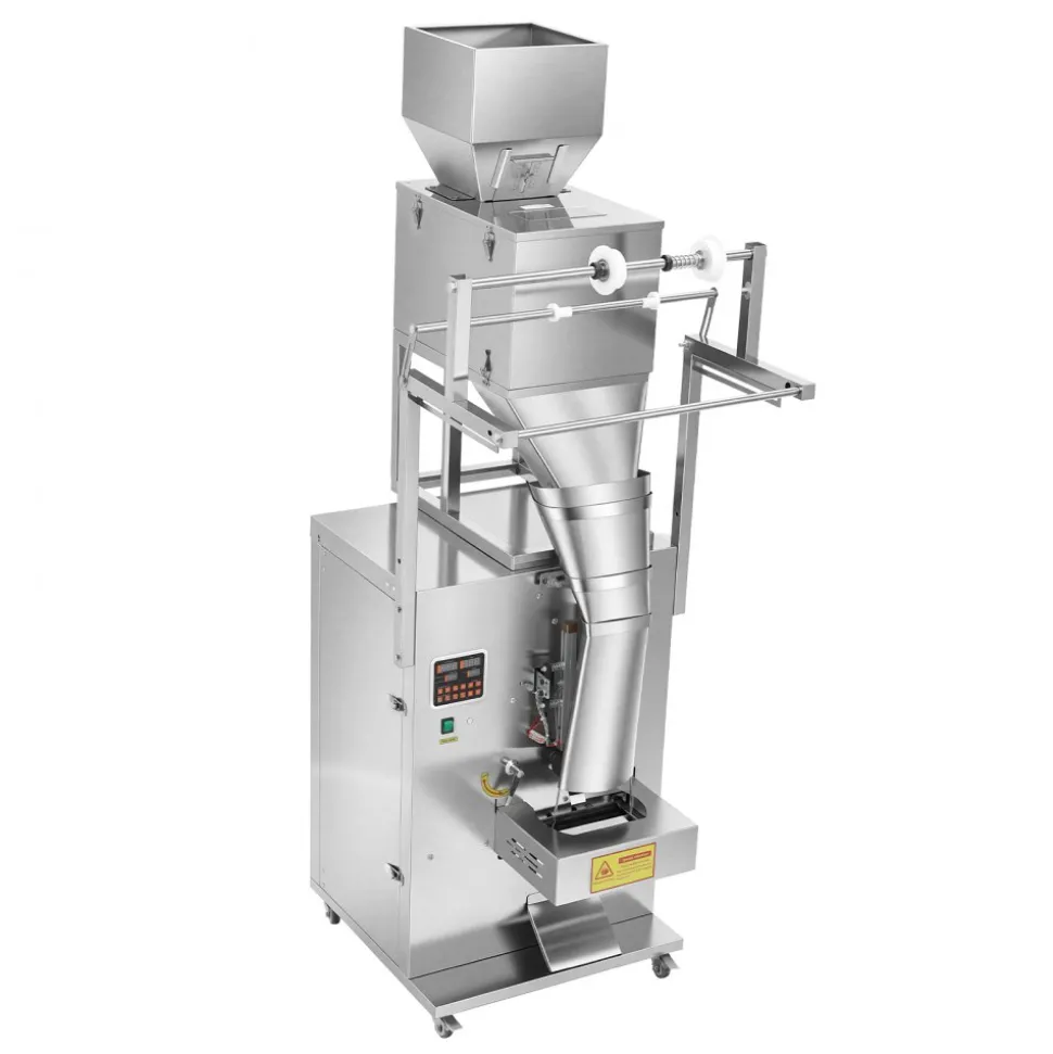 VEVOR Powder Filling and Sealing Machine, 10-999g(0.02-2.2lbs) Automatic Particle Granule Packaging Machine, Stainless Steel, Weighing Filling Sealing, for Coffee Beans, Grains, Tea, Spices, Silver
