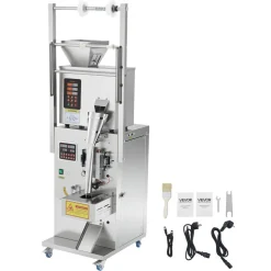 VEVOR Powder Filling and Sealing Machine, 1-99.9g(0.002-0.22lbs) Automatic Particle Granule Packaging Machine, Stainless Steel, Weighing Filling Sealing, for Coffee Beans, Grains, Tea, Spices, Silver