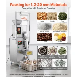 VEVOR Powder Filling and Sealing Machine, 1-99.9g(0.002-0.22lbs) Automatic Particle Granule Packaging Machine, Stainless Steel, Weighing Filling Sealing, for Coffee Beans, Grains, Tea, Spices, Silver