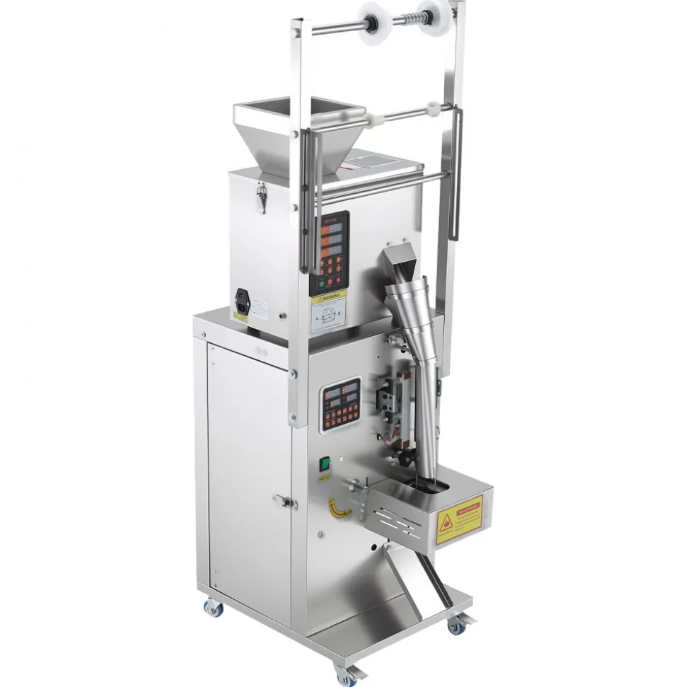VEVOR Powder Filling and Sealing Machine, 1-99.9g(0.002-0.22lbs) Automatic Particle Granule Packaging Machine, Stainless Steel, Weighing Filling Sealing, for Coffee Beans, Grains, Tea, Spices, Silver