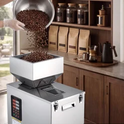 VEVOR Powder Filling Machine, 10-500g (0.02-1.1lbs) Automatic Particle Dispenser, High Accuracy, Stainless Steel, Intelligent Weighing Dispensing Filler for Coffee Beans, Grains, Tea, Spices, Silver