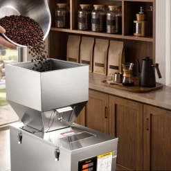 VEVOR Powder Filling Machine, 10-999g (0.02-2.2lbs) Automatic Particle Dispenser, Stainless Steel, Intelligent Weighing Dispensing Filler with Foot Pedal, for Coffee Beans, Grains, Tea, Spices, Silver