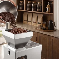 VEVOR Powder Filling Machine, 3-200g (0.01-0.44 lbs) Automatic Particle Dispenser, High Accuracy, Stainless Steel, Intelligent Weighing Dispensing Filler for Coffee Beans, Grains, Tea, Spices, Silver