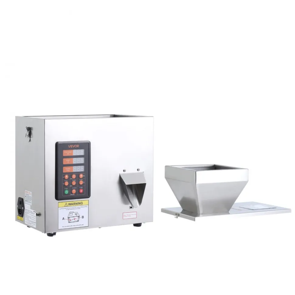 VEVOR Powder Filling Machine, 3-200g (0.01-0.44 lbs) Automatic Particle Dispenser, High Accuracy, Stainless Steel, Intelligent Weighing Dispensing Filler for Coffee Beans, Grains, Tea, Spices, Silver