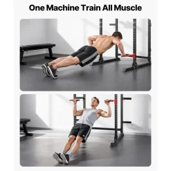 VEVOR Power Cage Power Rack, Multifunctional Barbell Squat Rack with Adjustable Height, Home Gym Strength Training Workout Equipment with J-Hooks & More Fitness Attachment for Bench Press Pull-Up Dips